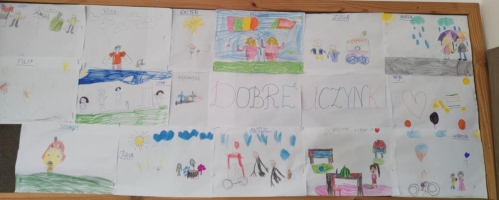 Słowa ranią. Wykonanie przez kl.0 rysunków: "Dobre uczynki".